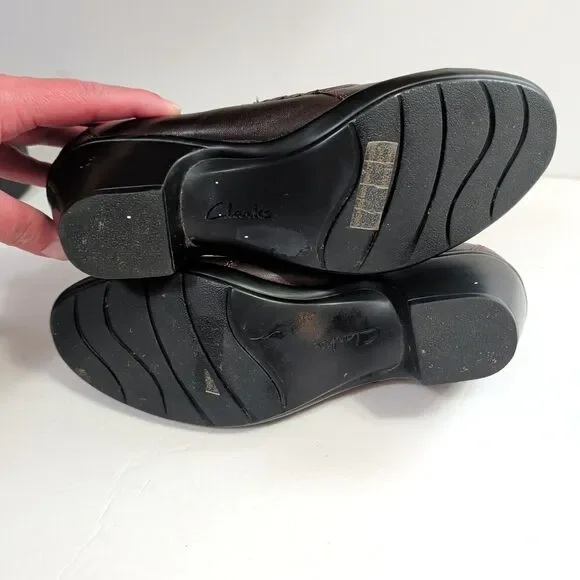 (2) Pair of Clarks,Bendables Women Brown Leather Slip 7M, Black Unstructured 7.5 - Picture 10 of 16